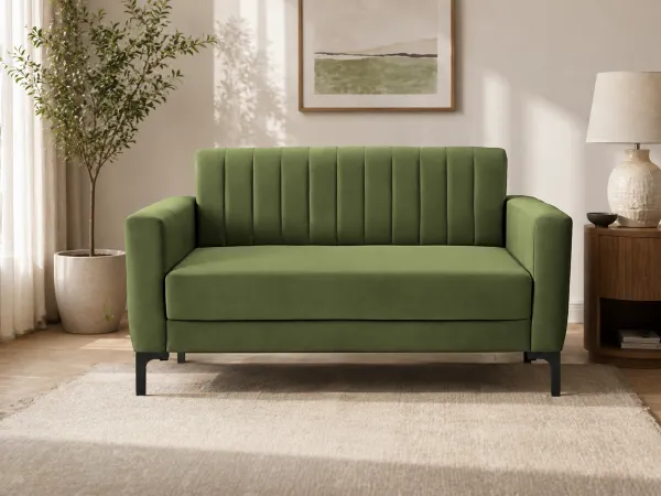 Tulip Upholstered 3 Seater Sofa in Olive Color